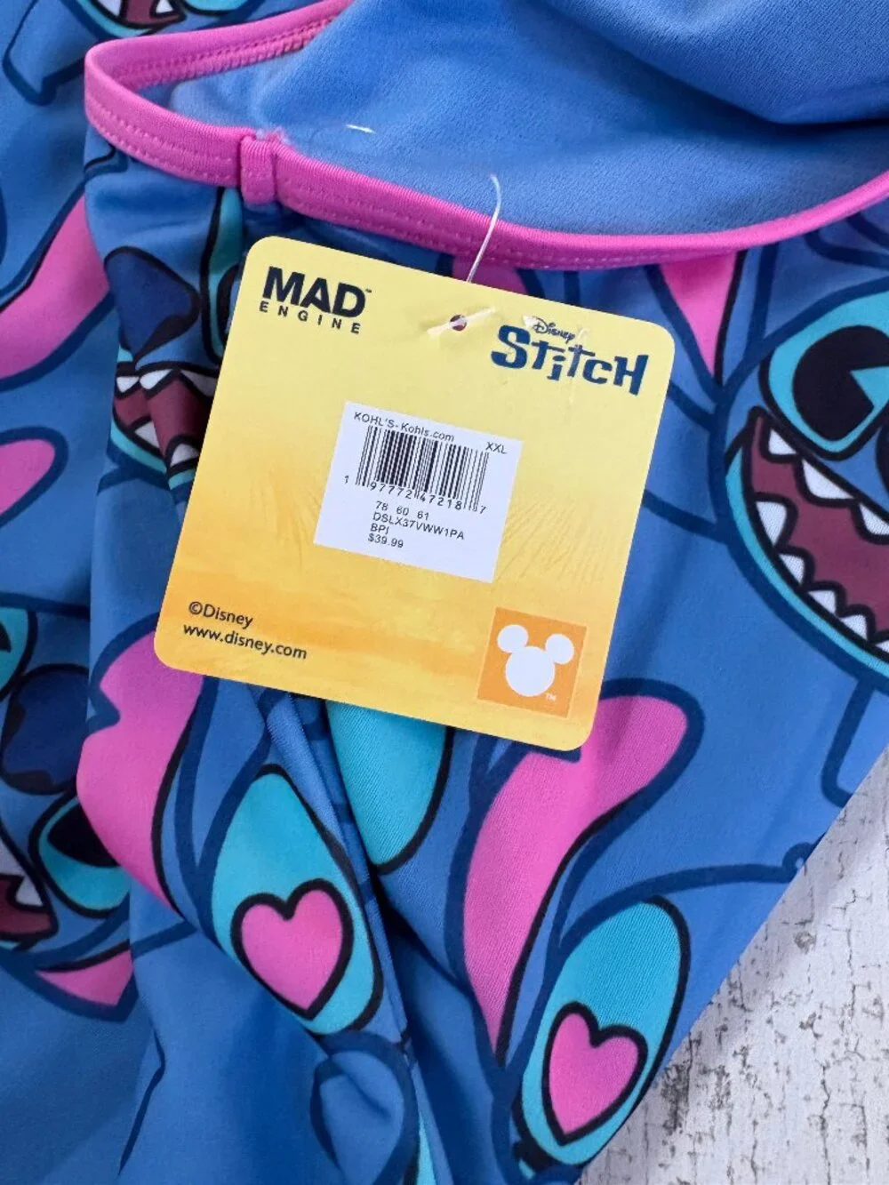 NWT Disney Lilo & Stitch Women's Size XXL One-piece Swim Suit Bathing Suit